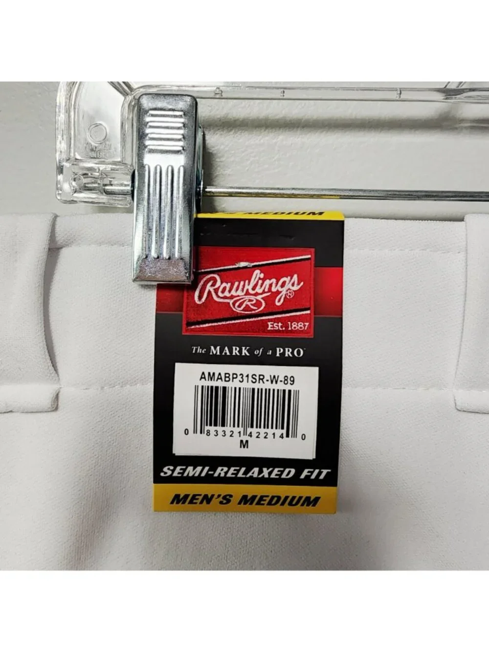 Rawlings Mens Medium White Pro-Dri Baseball Pants Semi-Relaxed Fit 40.5